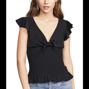 Amanda Uprichard Ember smocked ruffle top